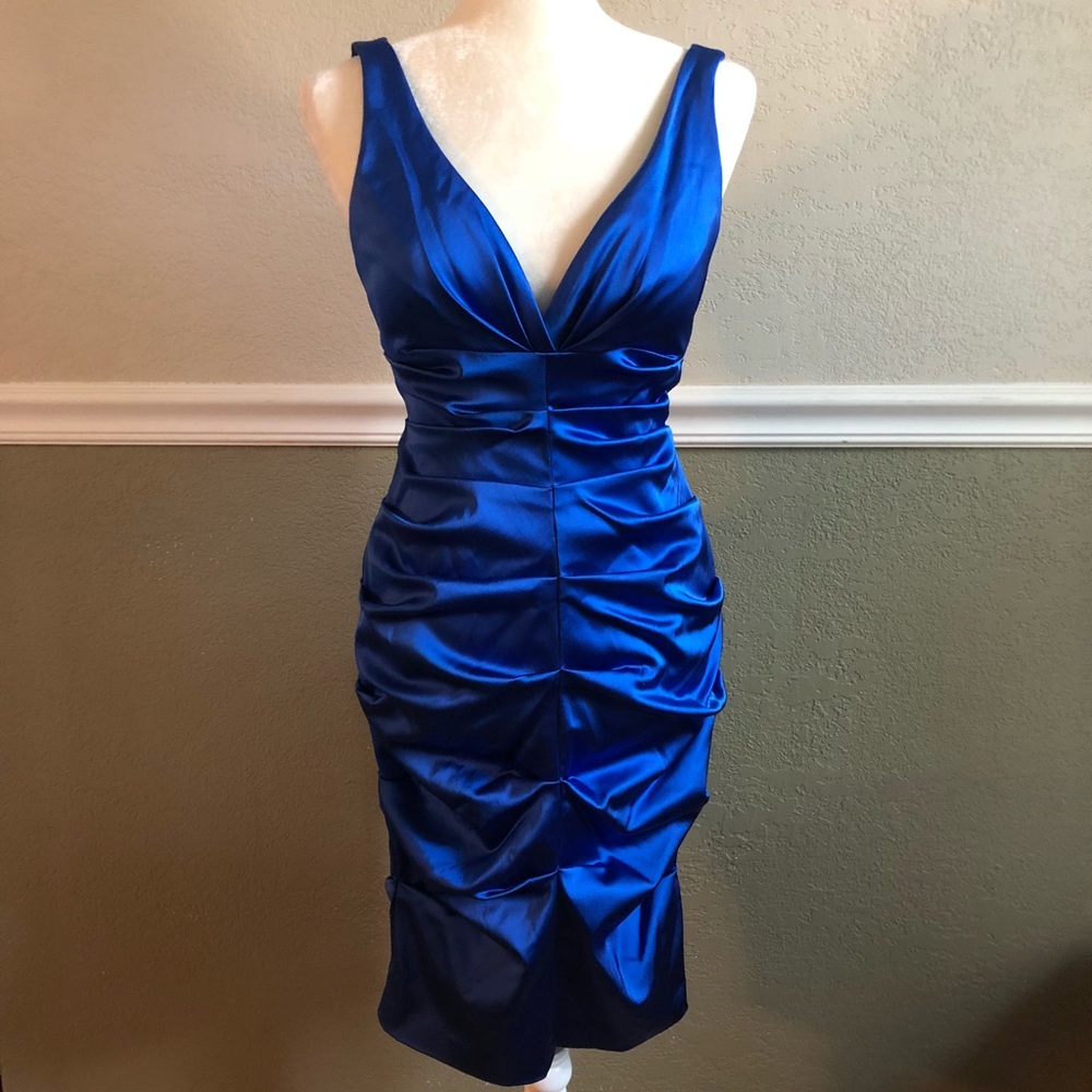 Xscape Satin Royal Blue Dress